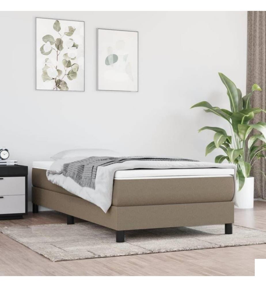 Lit à sommier tapissier avec matelas Taupe 90x200 cm Tissu