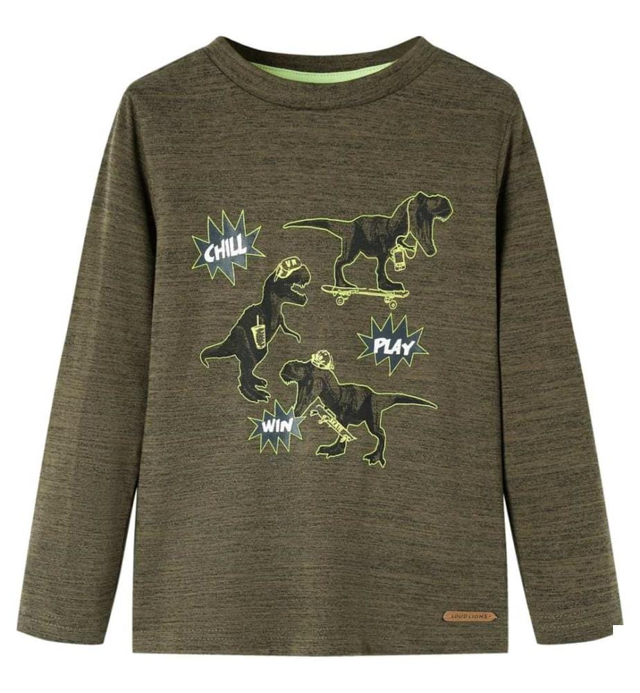 T-shirt enfant à manches longues kaki foncé 128