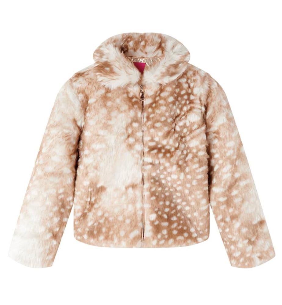 Manteau pour enfants fausse fourrure cognac 116
