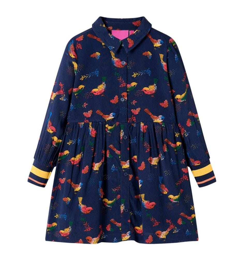 Robe pour enfants à manches longues bleu marine 116