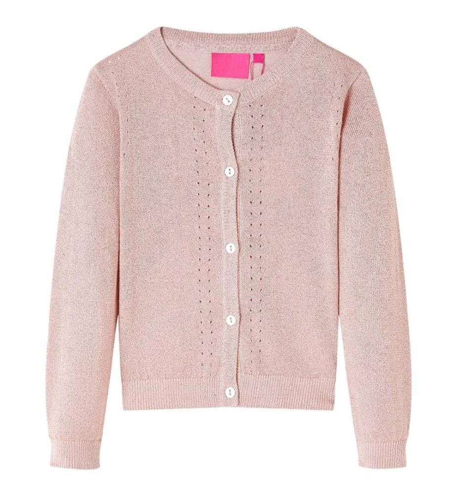 Cardigan pour enfants tricoté rose doux 92