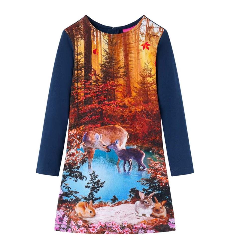 Robe pour enfants à manches longues bleu marine 140
