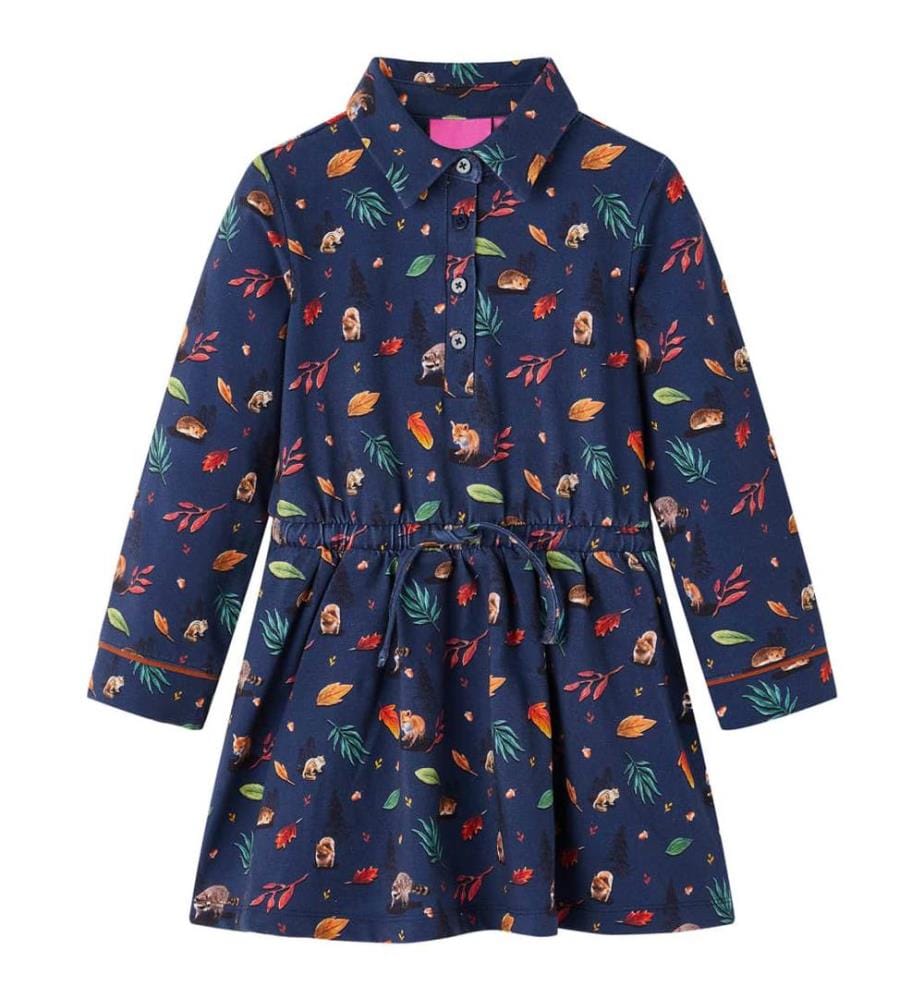 Robe pour enfants à manches longues bleu marine 128