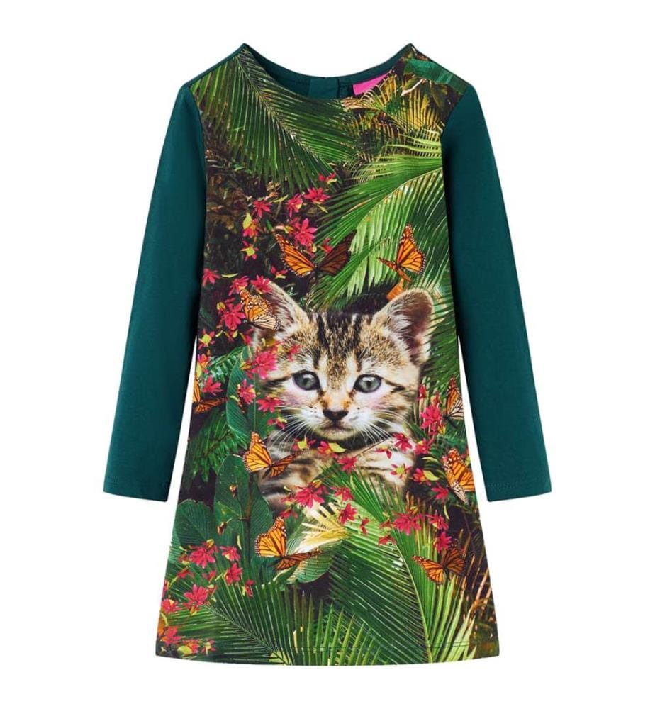 Robe pour enfants à manches longues vert foncé 128