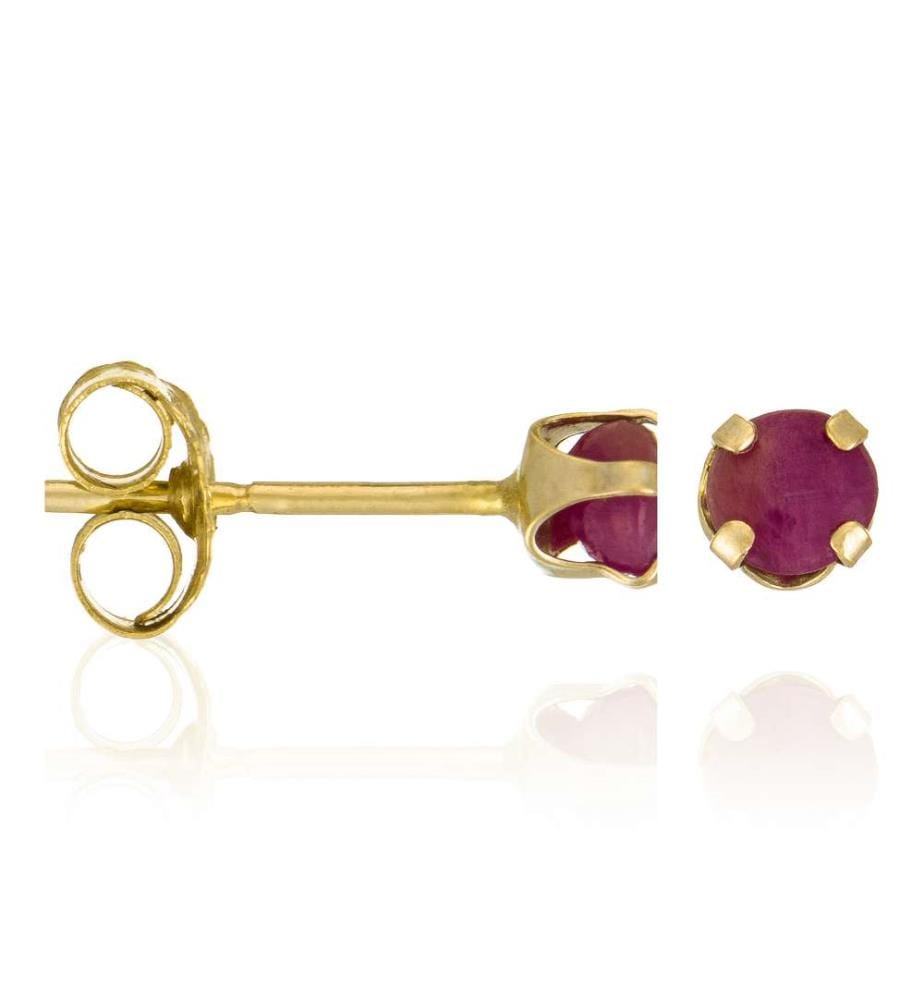 Boucles d'Oreilles Puces Rubis 3mm - Or Jaune 375/1000