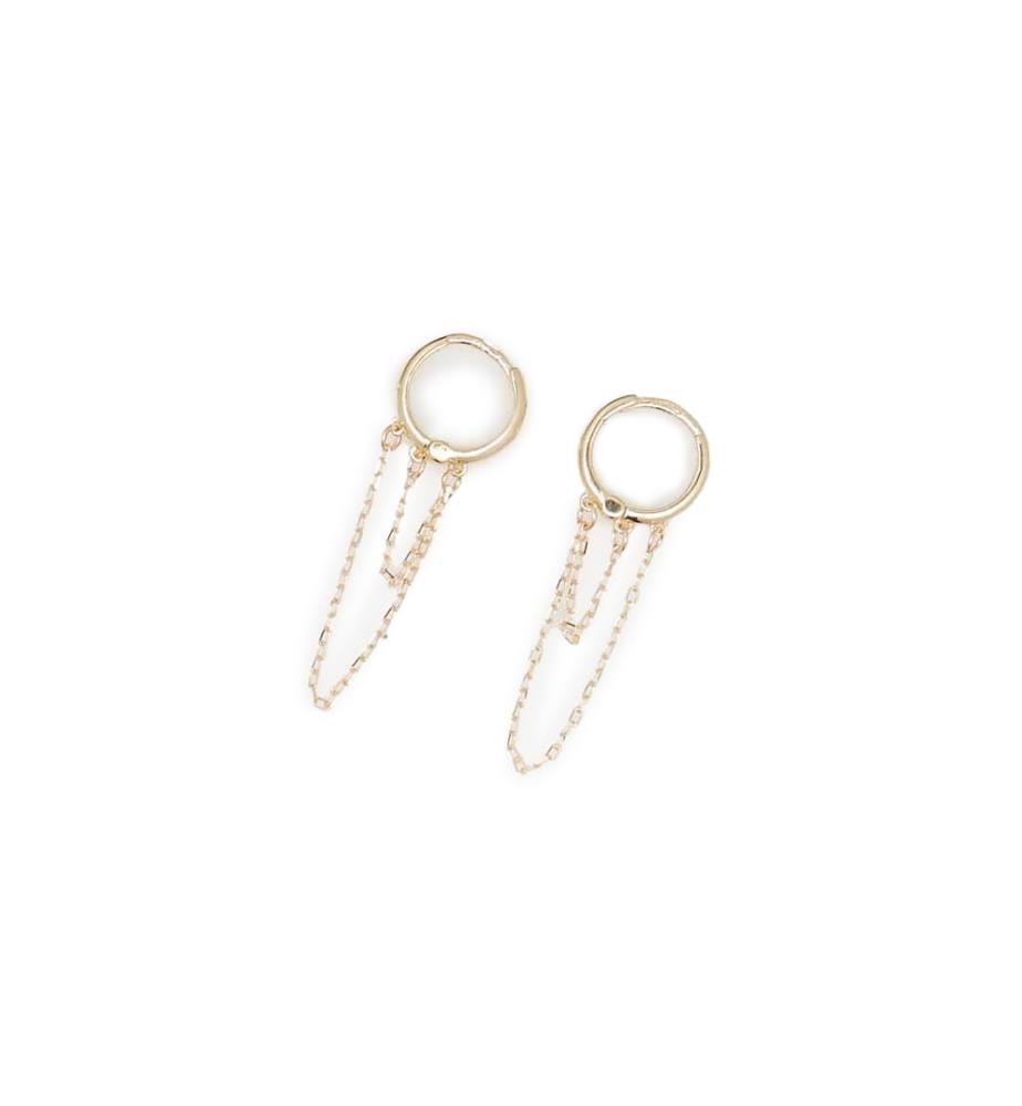 Boucles d'Oreille Double Chaine 9mm - Or Jaune 375/1000