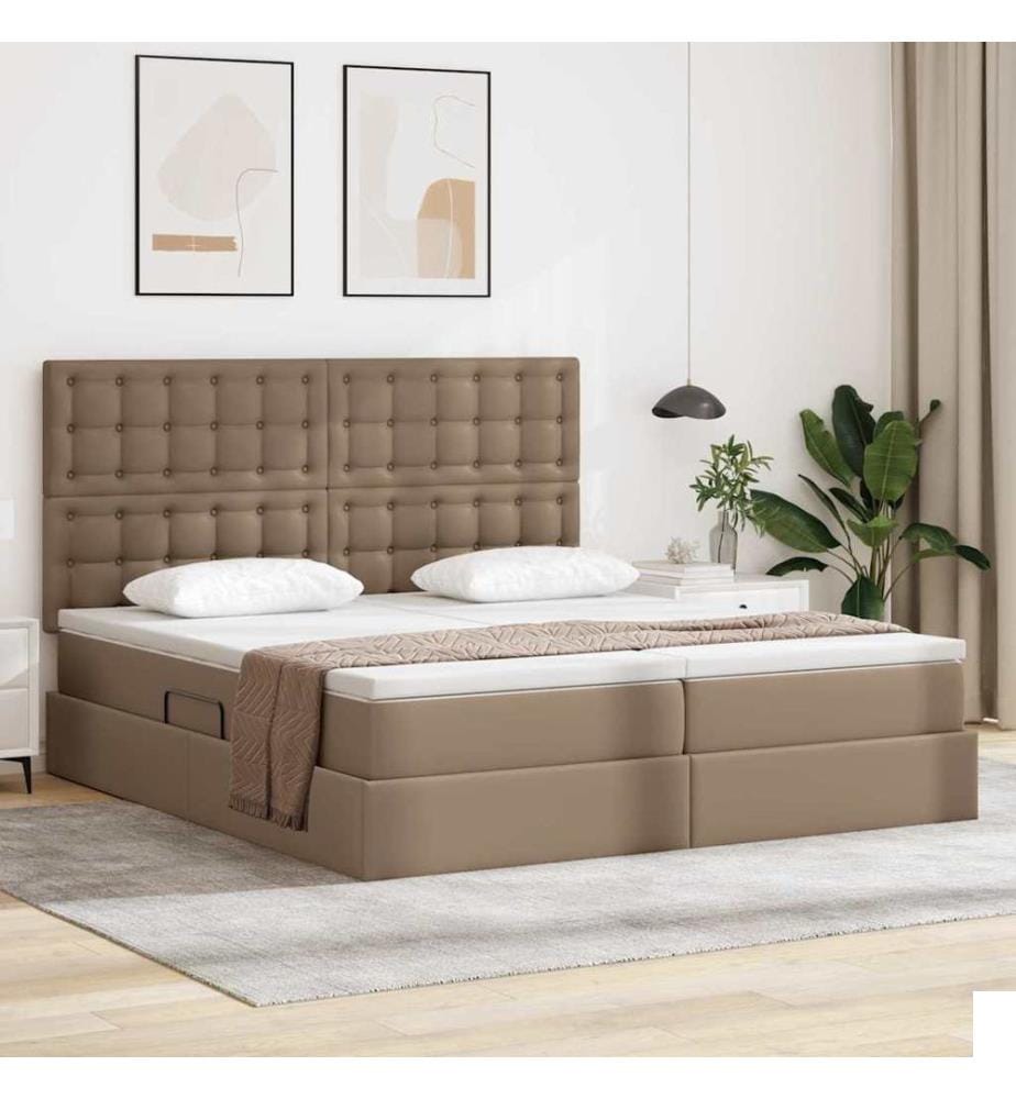 Lit avec rangement et LED Cappuccino 180 x 200 cm Simili cuir