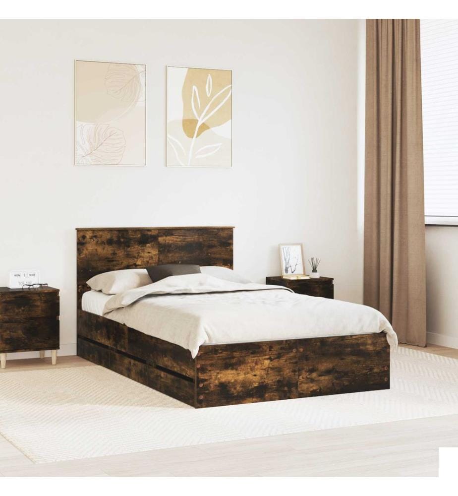 Cadre de lit Chêne fumé 120 x 190 cm Bois Ingénierie