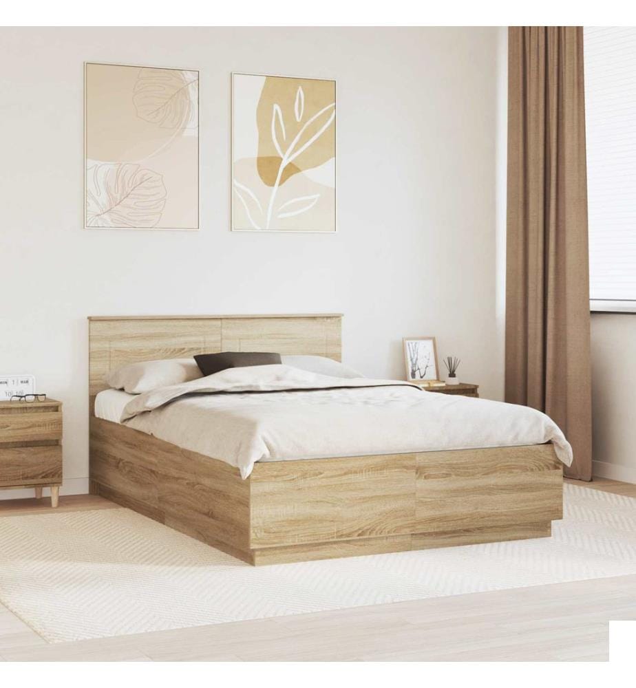 Cadre de lit Chêne Sonoma 140 x 190 cm Bois d'ingénierie