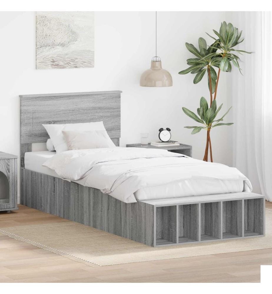 Cadre de lit Gris Sonoma 100 x 200 cm Bois d'ingénierie