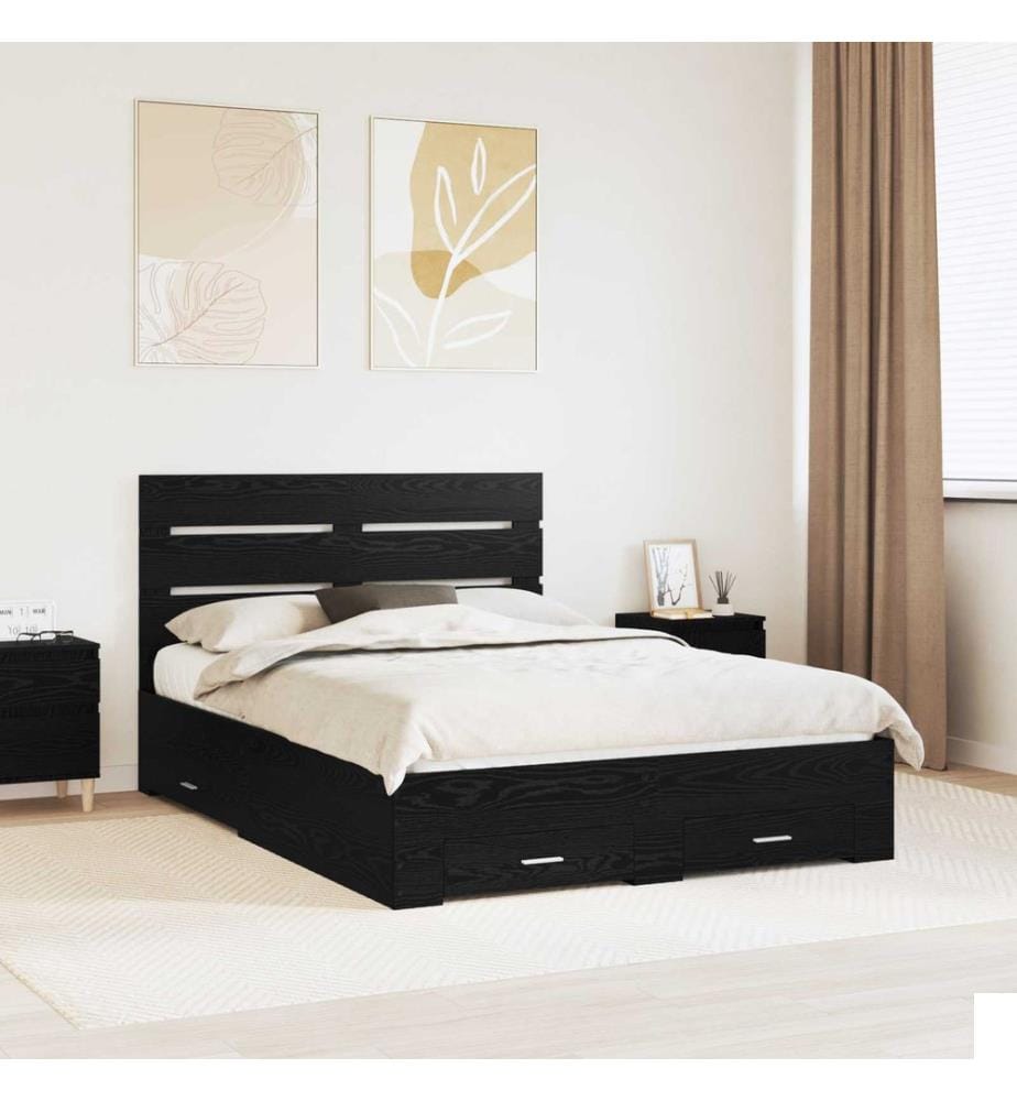 Cadre de lit Chêne noir 140 x 190 cm Bois d'ingénierie