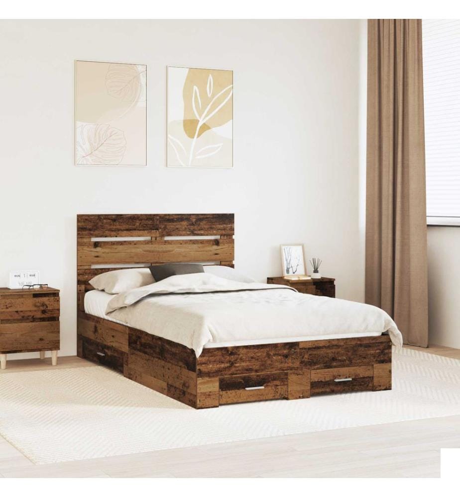 Cadre de lit Bois ancien 120 x 190 cm Bois d'ingénierie
