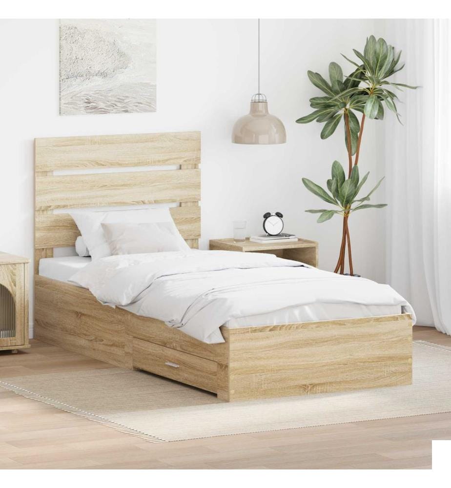 Cadre de lit Chêne Sonoma 100 x 200 cm Bois d'ingénierie