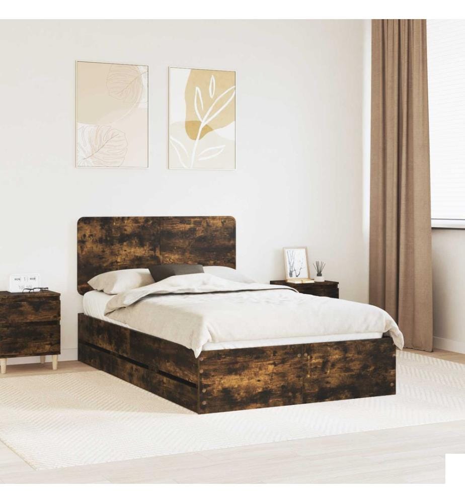 Cadre de lit Chêne fumé 120 x 190 cm Bois Ingénierie
