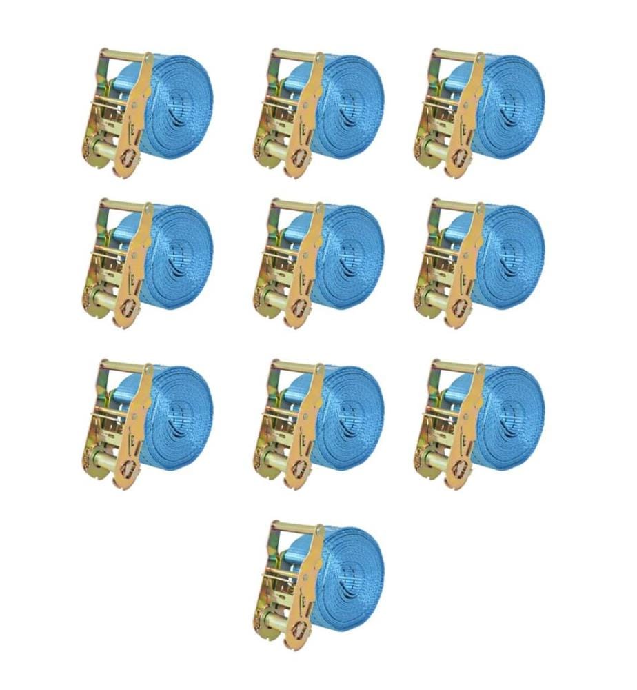 Sangle darrimage à cliquet 10 pcs 2 tonnes 6 m x 38 mm Bleu