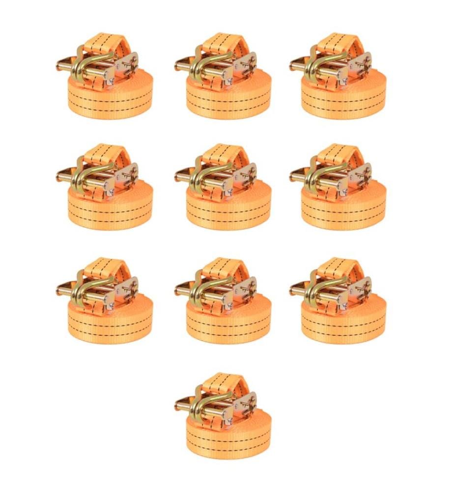 Sangle darrimage à cliquet 10 pcs 1 tonne 6 m x 38 mm Orange