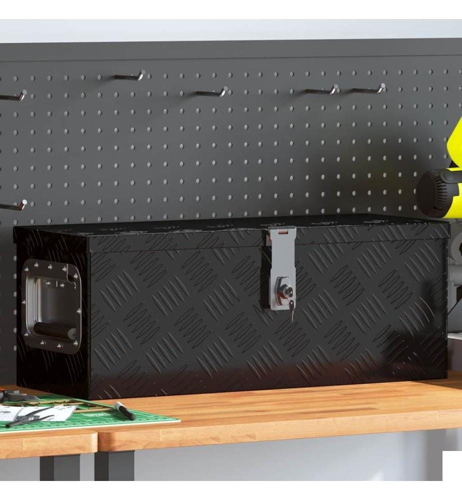 Boîte de rangement Noir 60x23,5x23 cm Aluminium