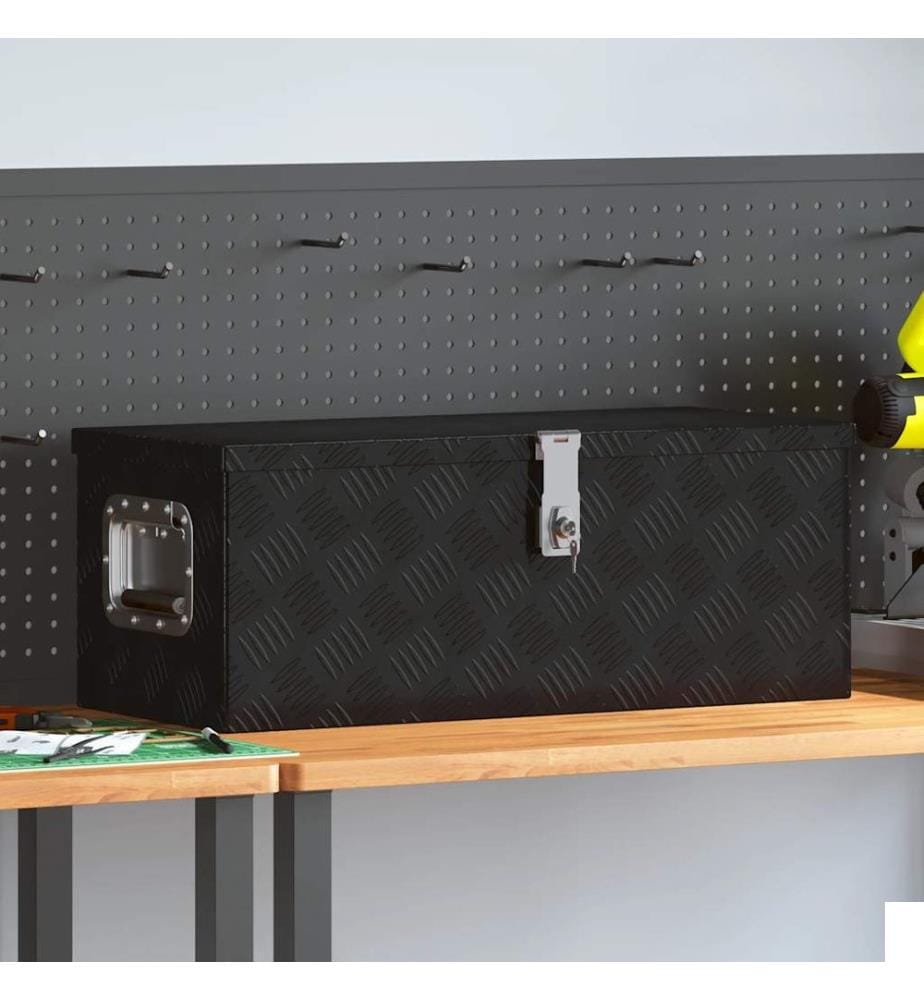 Boîte de rangement Noir 70x31x27 cm Aluminium
