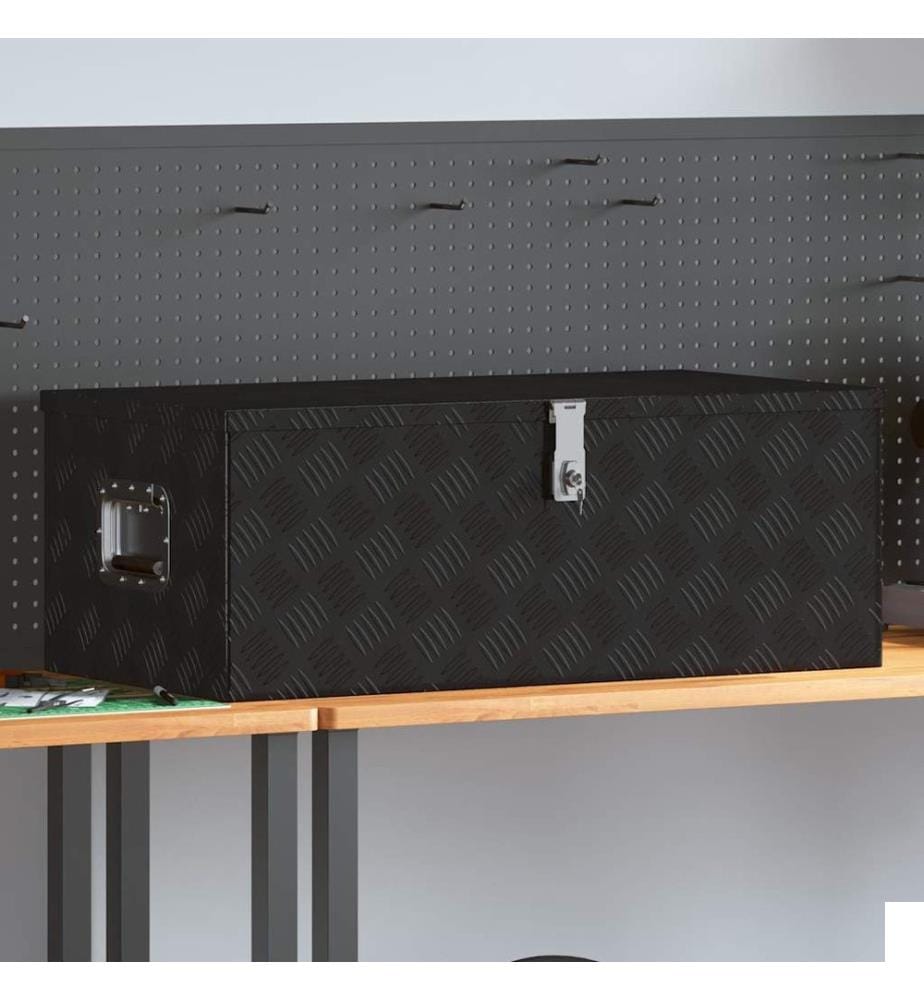 Boîte de rangement Noir 90x47x33,5 cm Aluminium