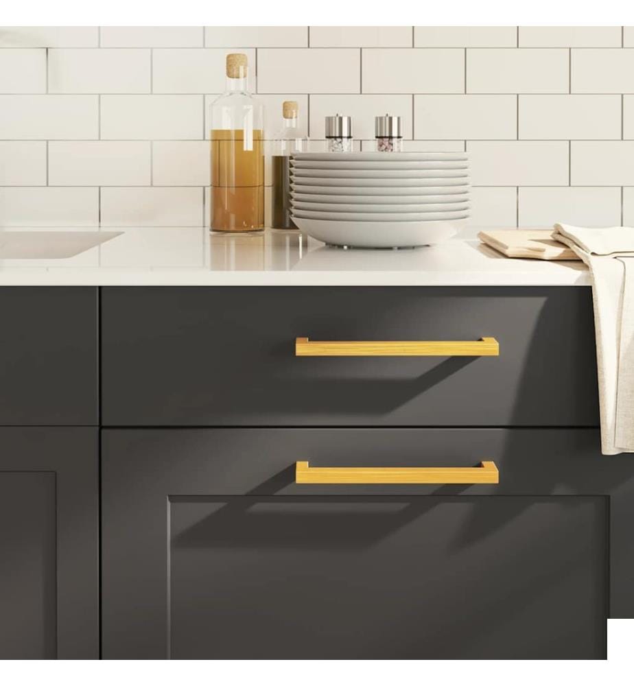 Poignées d'armoire 5 pcs doré 192 mm acier inoxydable