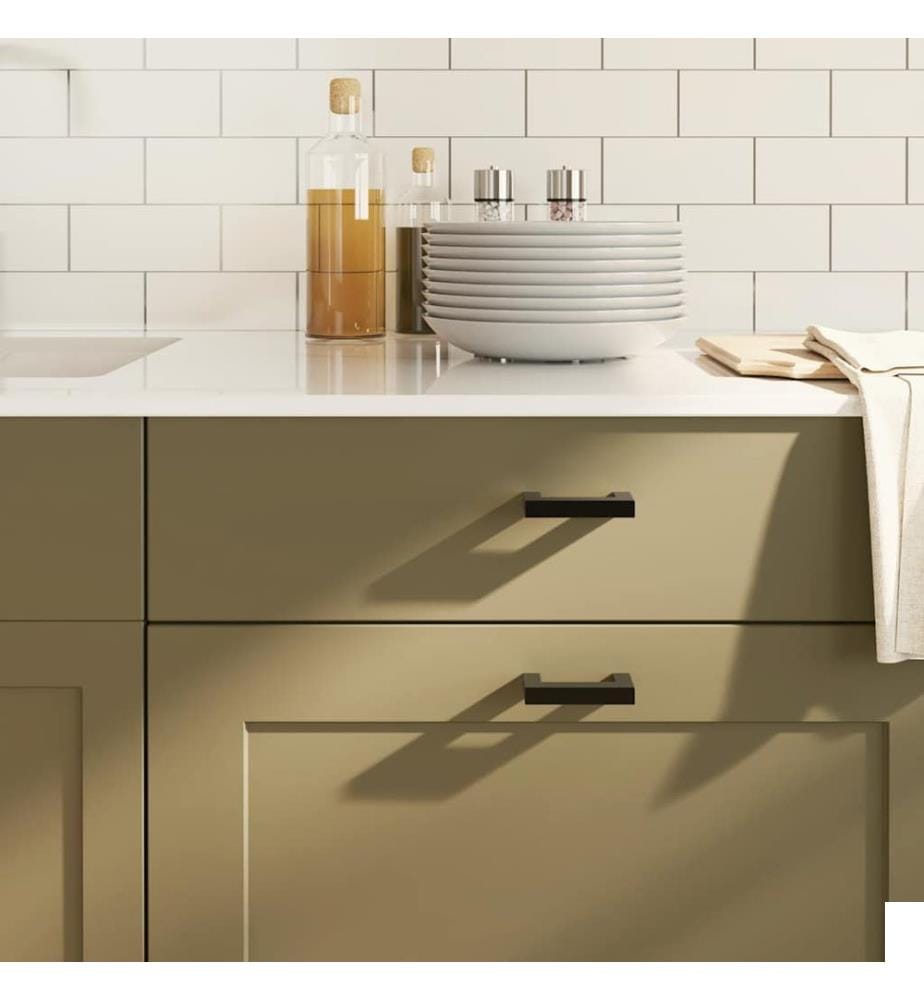 Poignées d'armoire 10 pcs noir 64 mm acier inoxydable