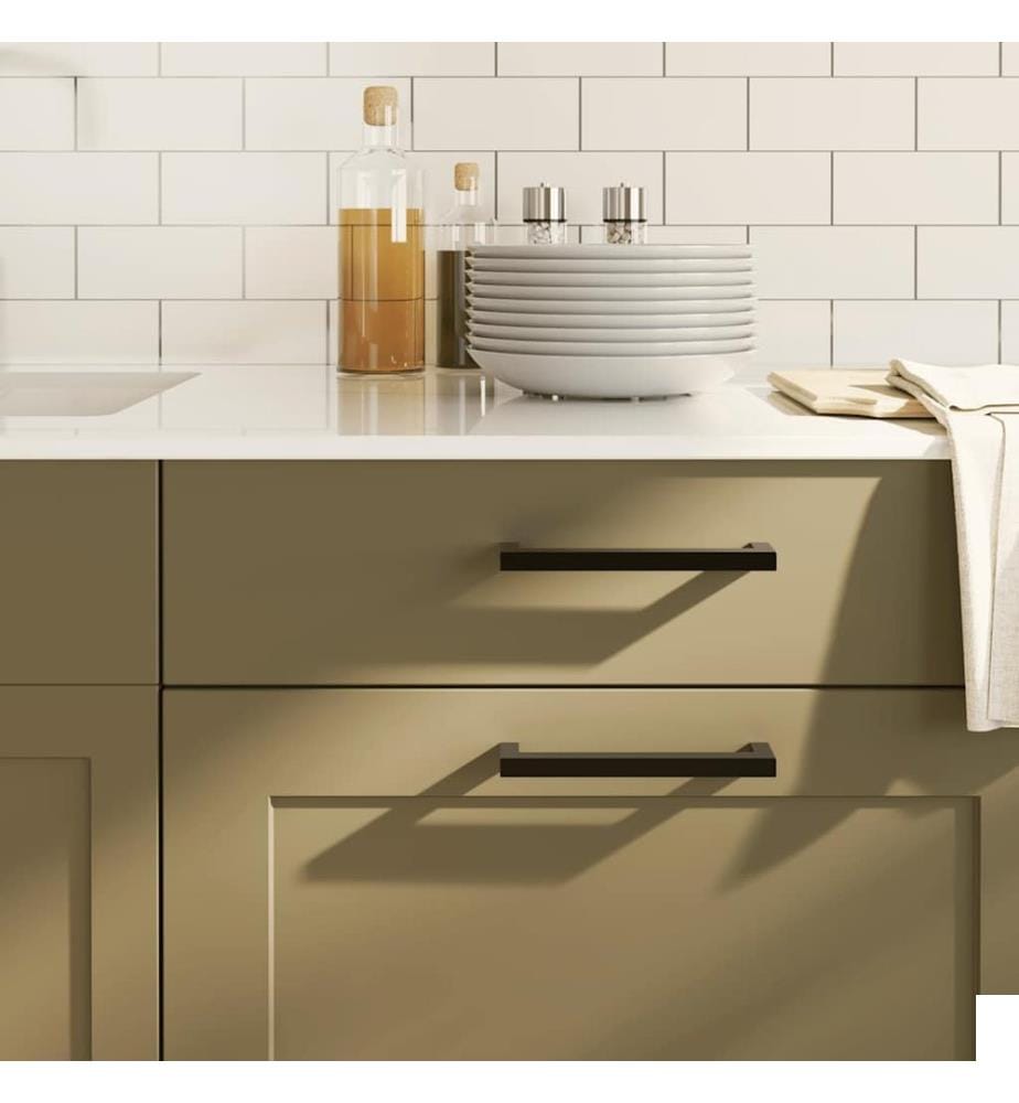 Poignées d'armoire 10 pcs noir 128 mm acier inoxydable