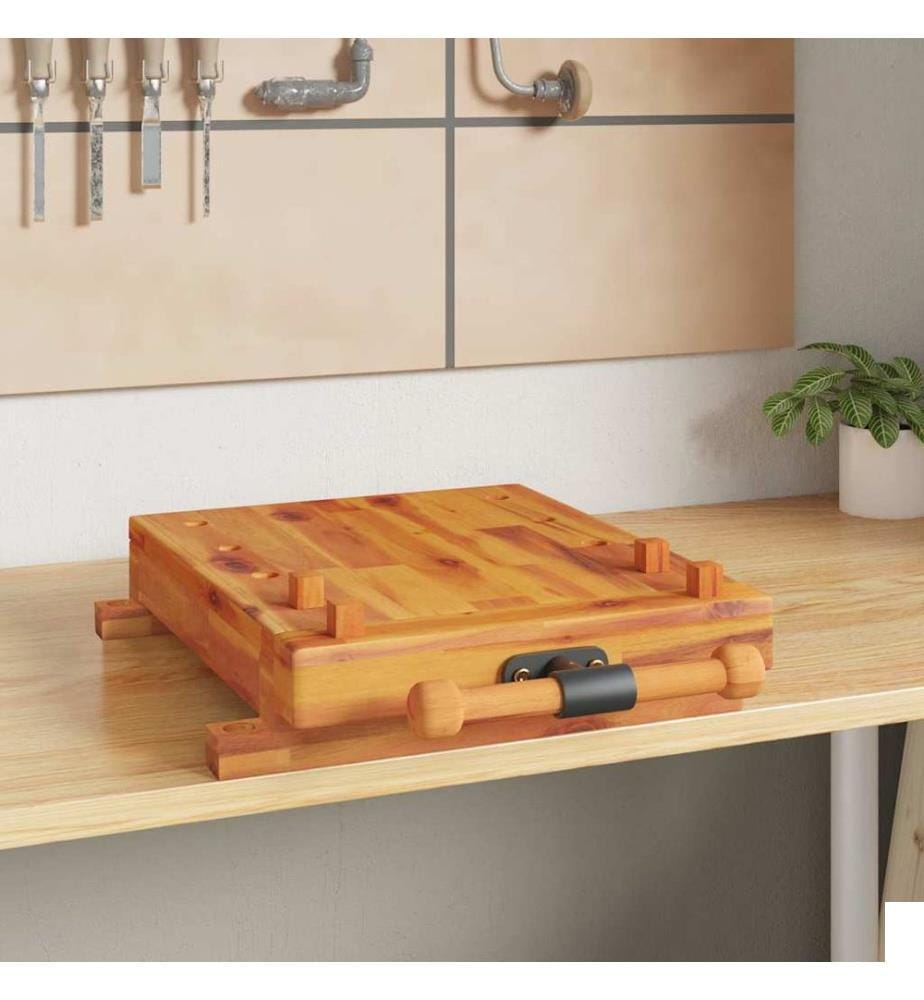 Dessus d'établi avec étau 52x44x9,5 cm bois massif d'acacia
