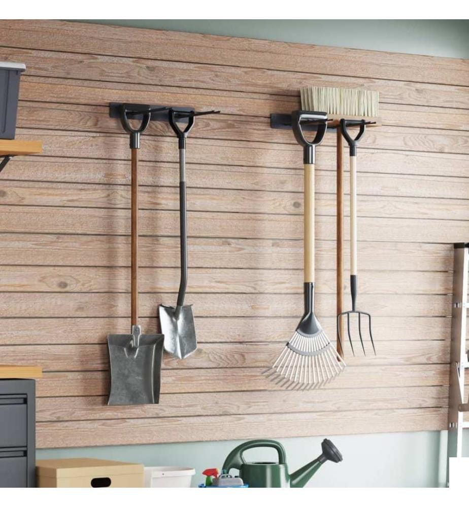Supports muraux pour outils de jardin 2 pcs noir acier
