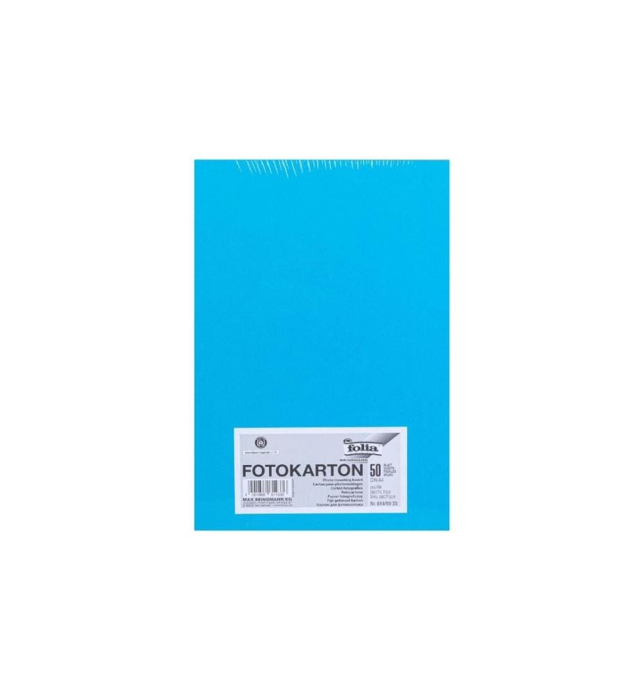 FOLIA - Papier cartonné A4, 300 g/m², 50 feuilles, bleu pacifique