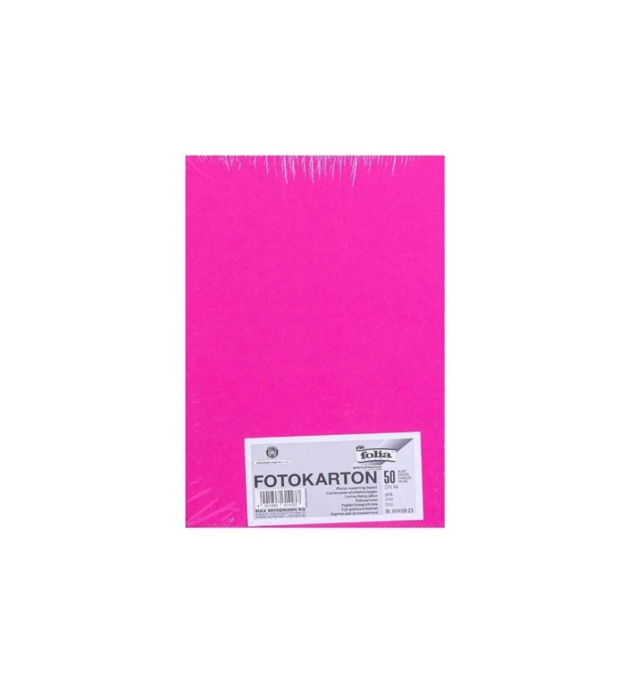 FOLIA - Papier cartonné A4, 300 g/m², 50 feuilles, rose