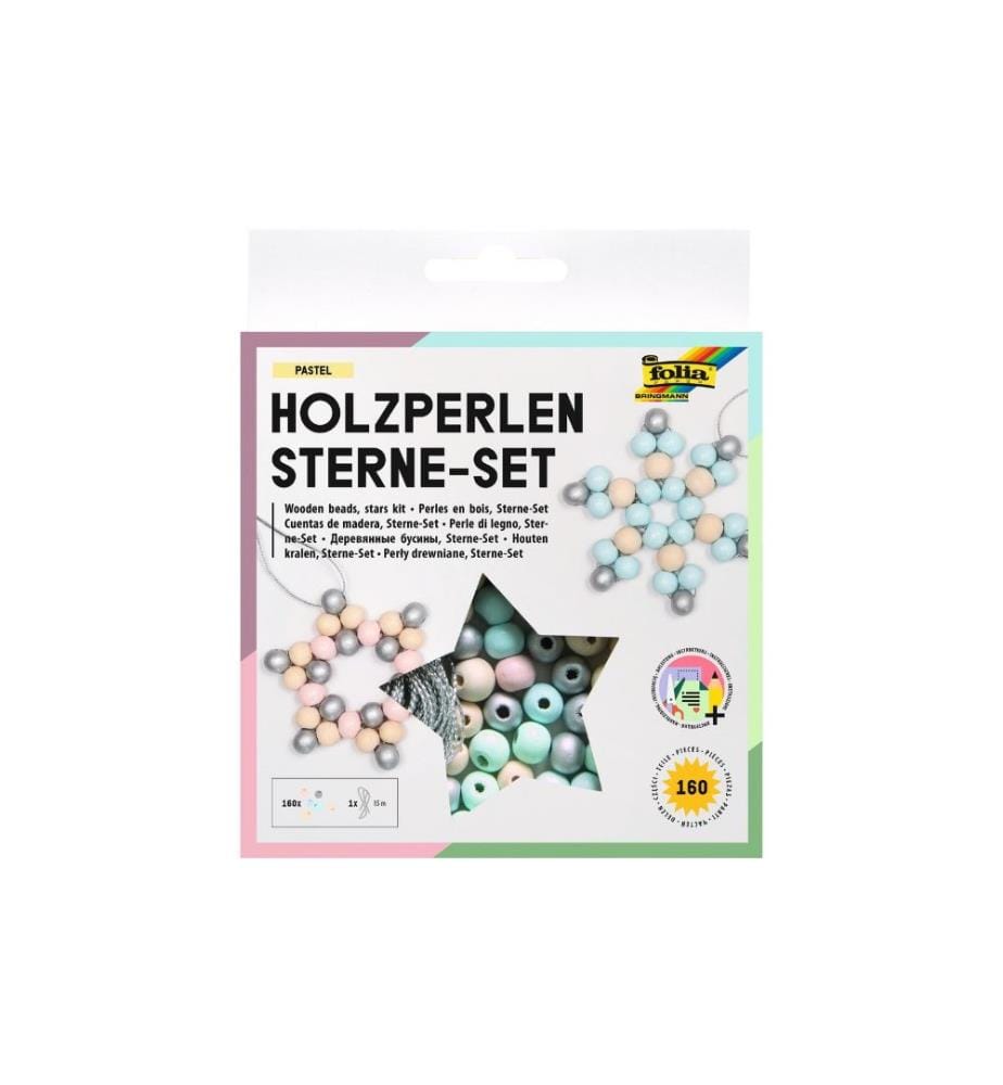 FOLIA - Kits de bricolage Étoiles en perles de bois Pastel