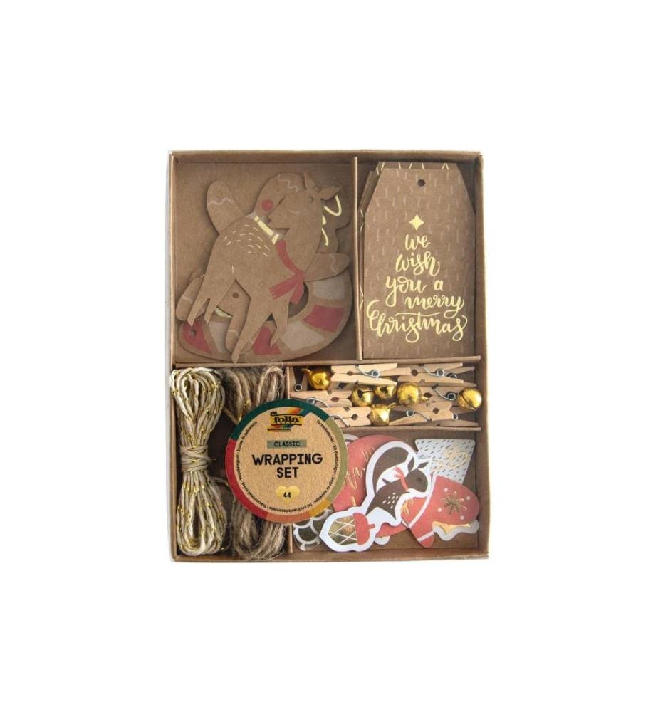 FOLIA - Étiquette pour cadeau Joyeux Noël Ensemble, 44 pièces