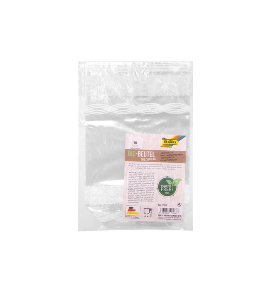 FOLIA - Sac transparent Bio avec sol 145 x 235 mm, 10 pièces