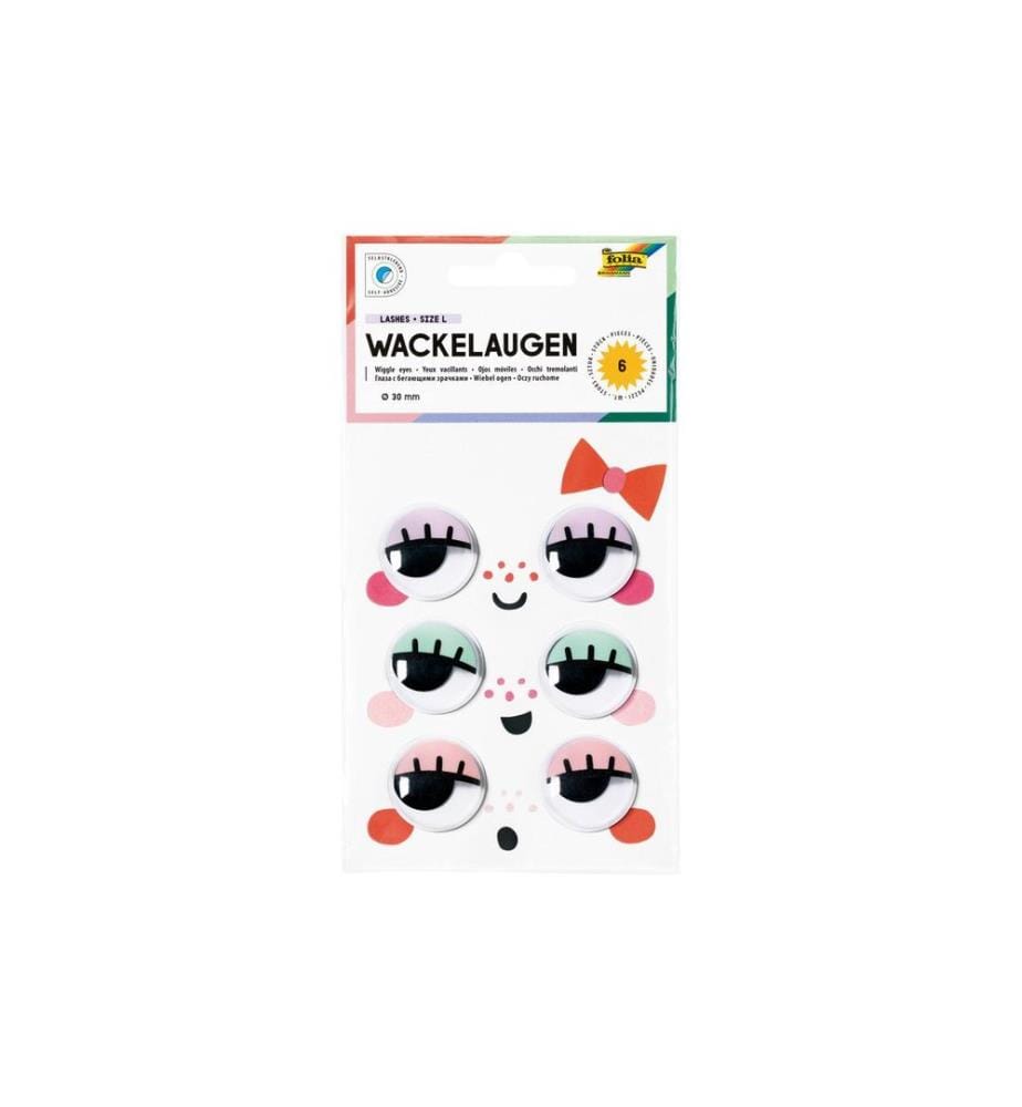 FOLIA - Yeux branlants, Ø 30 mm, 6 pièces