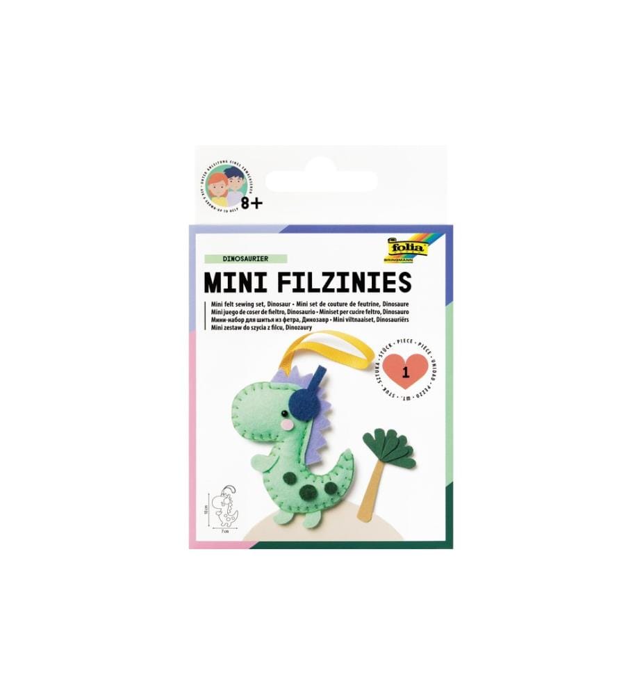 FOLIA - Kits de bricolage Mini Filzinies dinosaures, 12 pièces