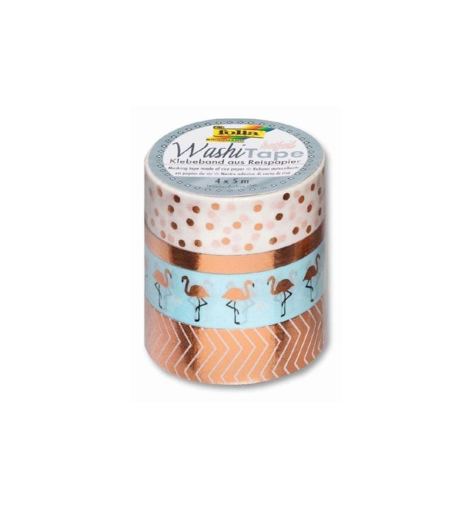 FOLIA - Ruban Washi Hotfoil Doré/Blanc/Bleu
