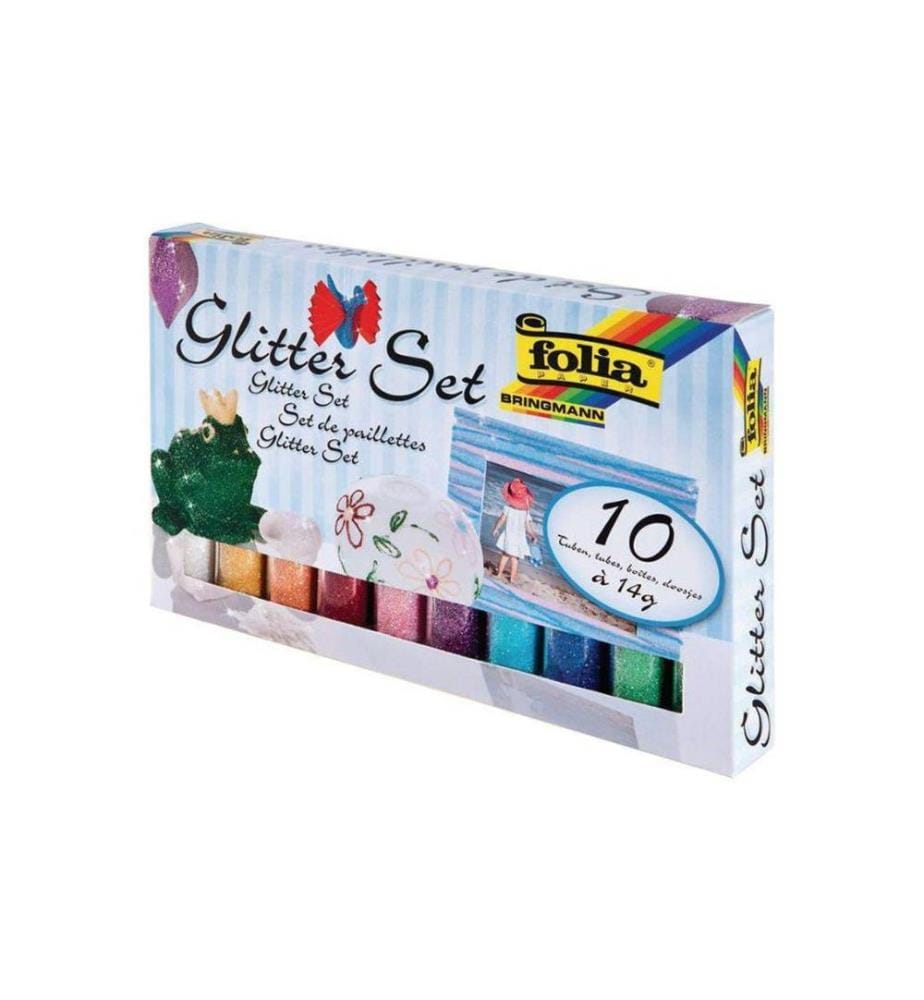 FOLIA - Jeux de paillettes Colorée, avec 10 tubes