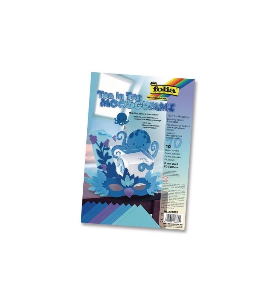 FOLIA - Set de caoutchouc mousse Ton sur ton 10 pièces, bleu