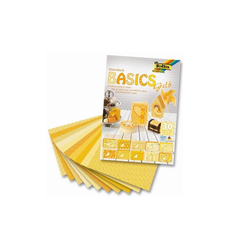 FOLIA - Bloc de papier à motif Basics jaunir