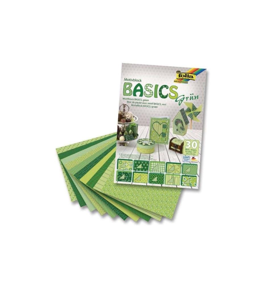FOLIA - Bloc de papier à motif Basics verdoyant