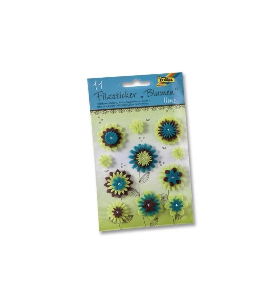 FOLIA - Autocollant à motif Fleurs Lime Bleu/Vert clair 11 Pièce/s