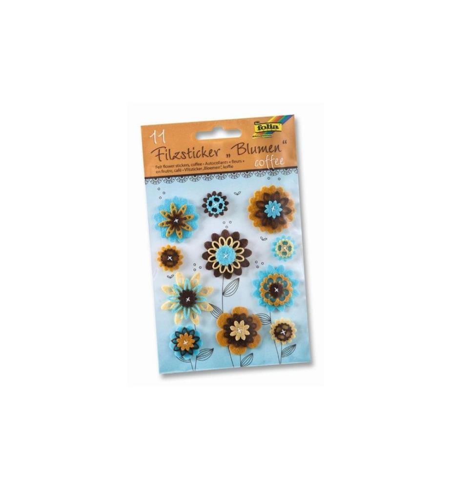 FOLIA - Autocollant à motif Blumen Coffee Bleu/Brun/Orange 11 Pièce/s