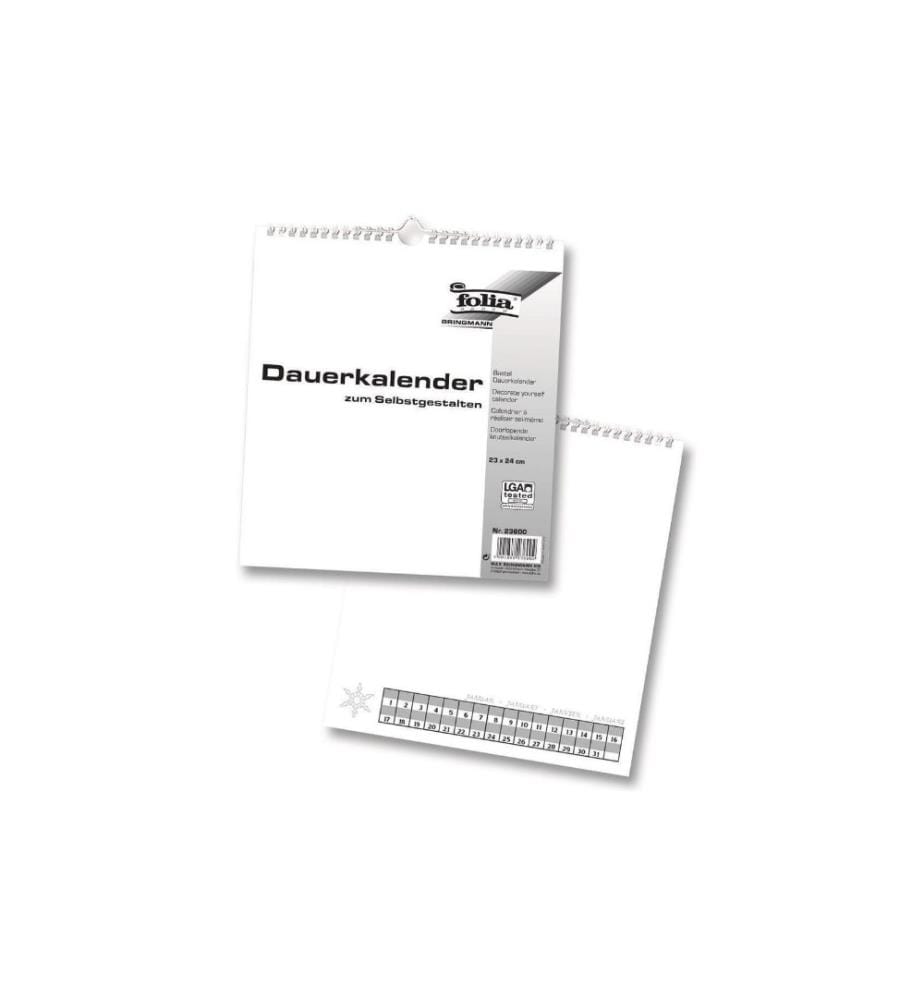 FOLIA - Calendrier perpétuel 23 x 24 cm, blanc