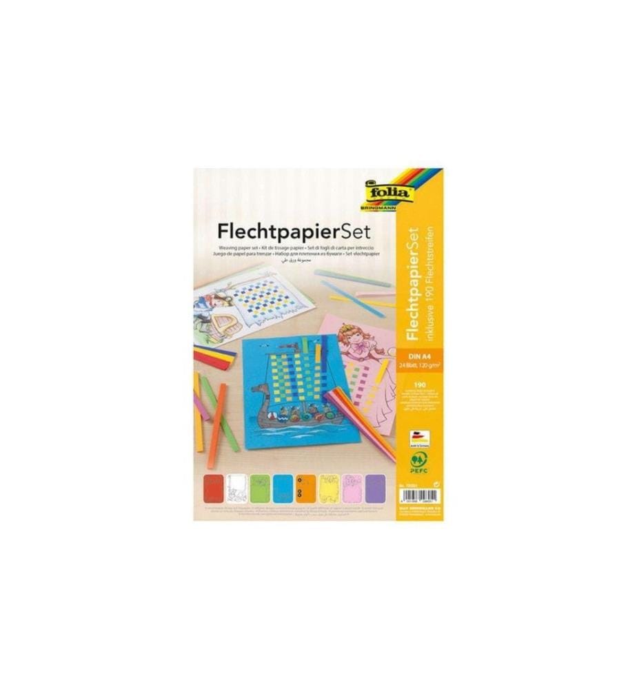 FOLIA - Papier de bricolage Papier à tresser pour 24 motifs de tresses A4