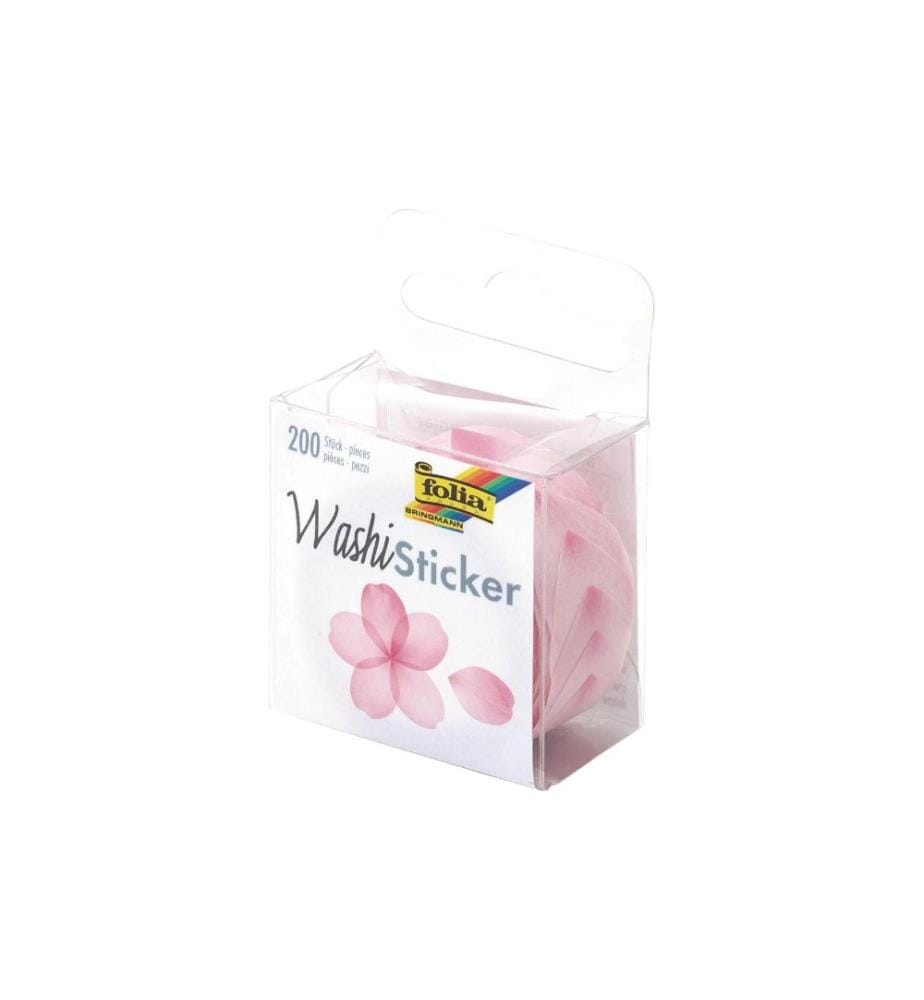 FOLIA - Autocollants en rouleau Washi fleurs, rose, 200 autocollants