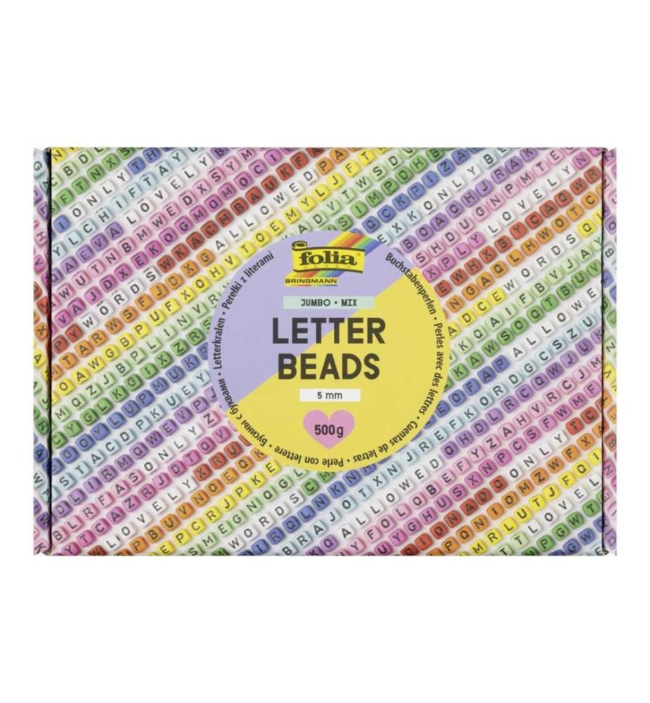 Folia Perles alphabet Mélange Jumbo 5 mm, 500g, couleurs assorties
