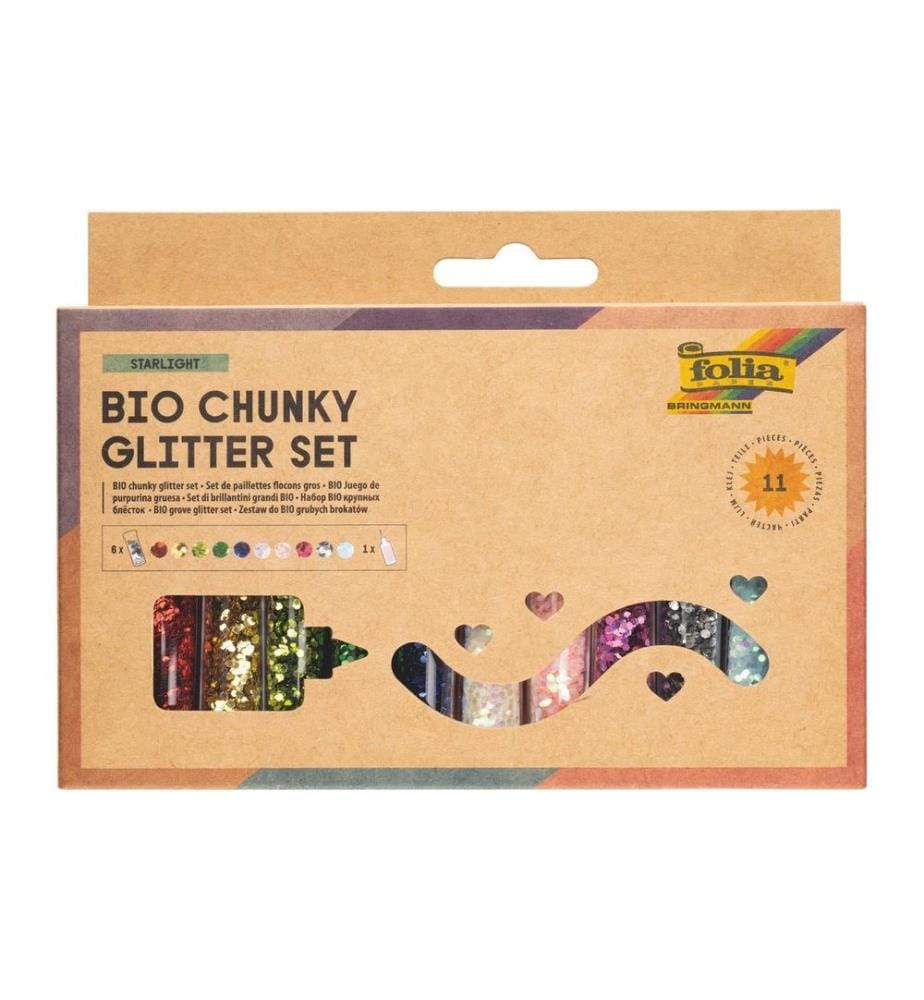 Folia Set de paillettes Starlight Bio, Chunky, 11 pièces, Multicolore