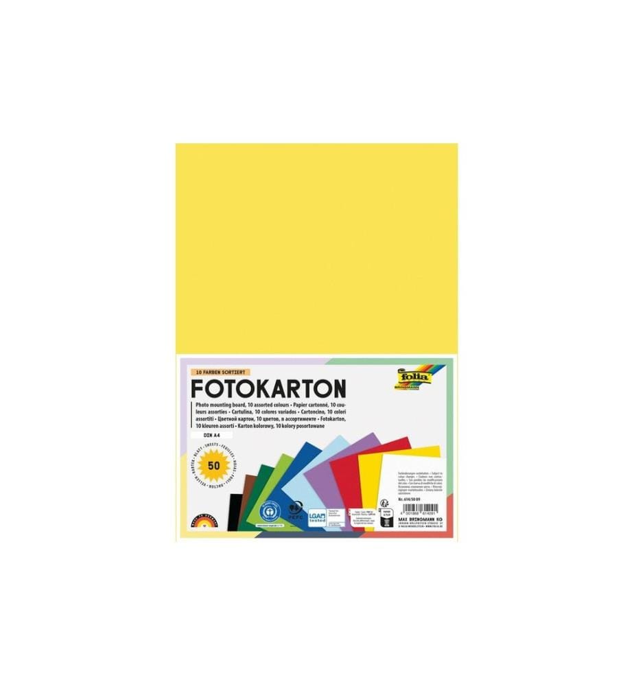 Folia carton photo A4 300 g/m² 10 couleurs assorties, 50 feuilles