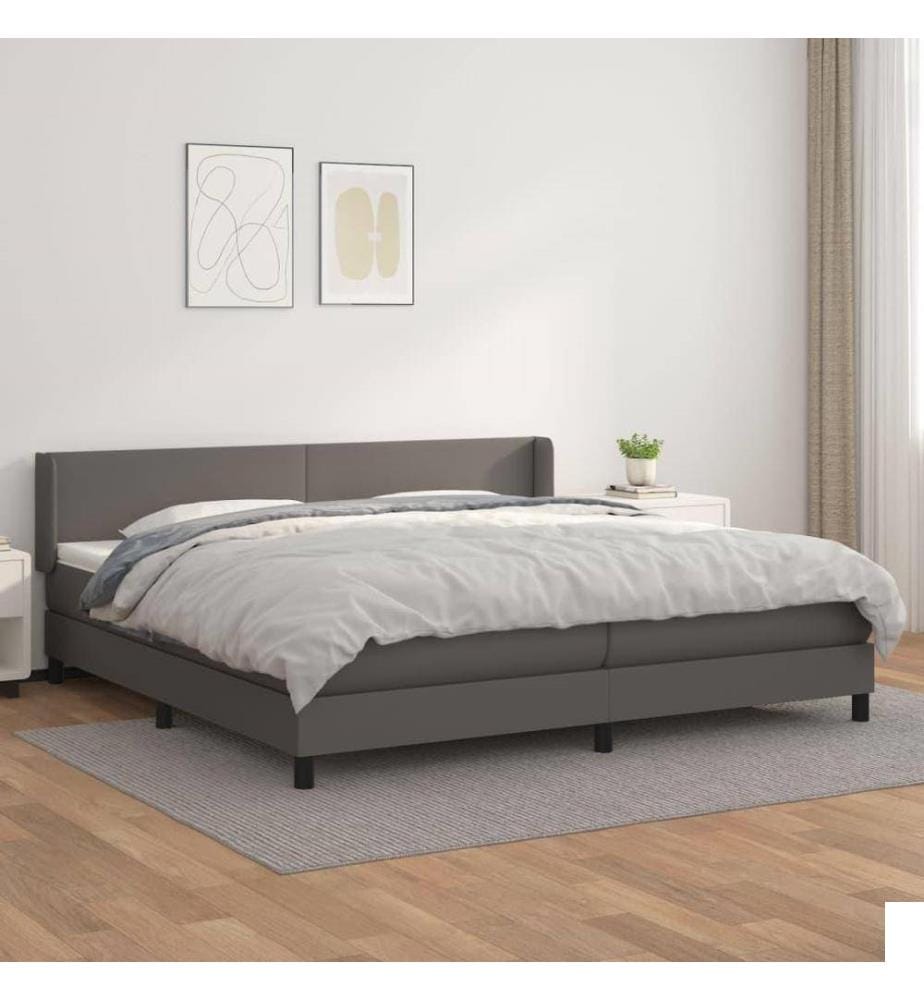 Lit à sommier tapissier avec matelas Gris 200x200 cm Similicuir