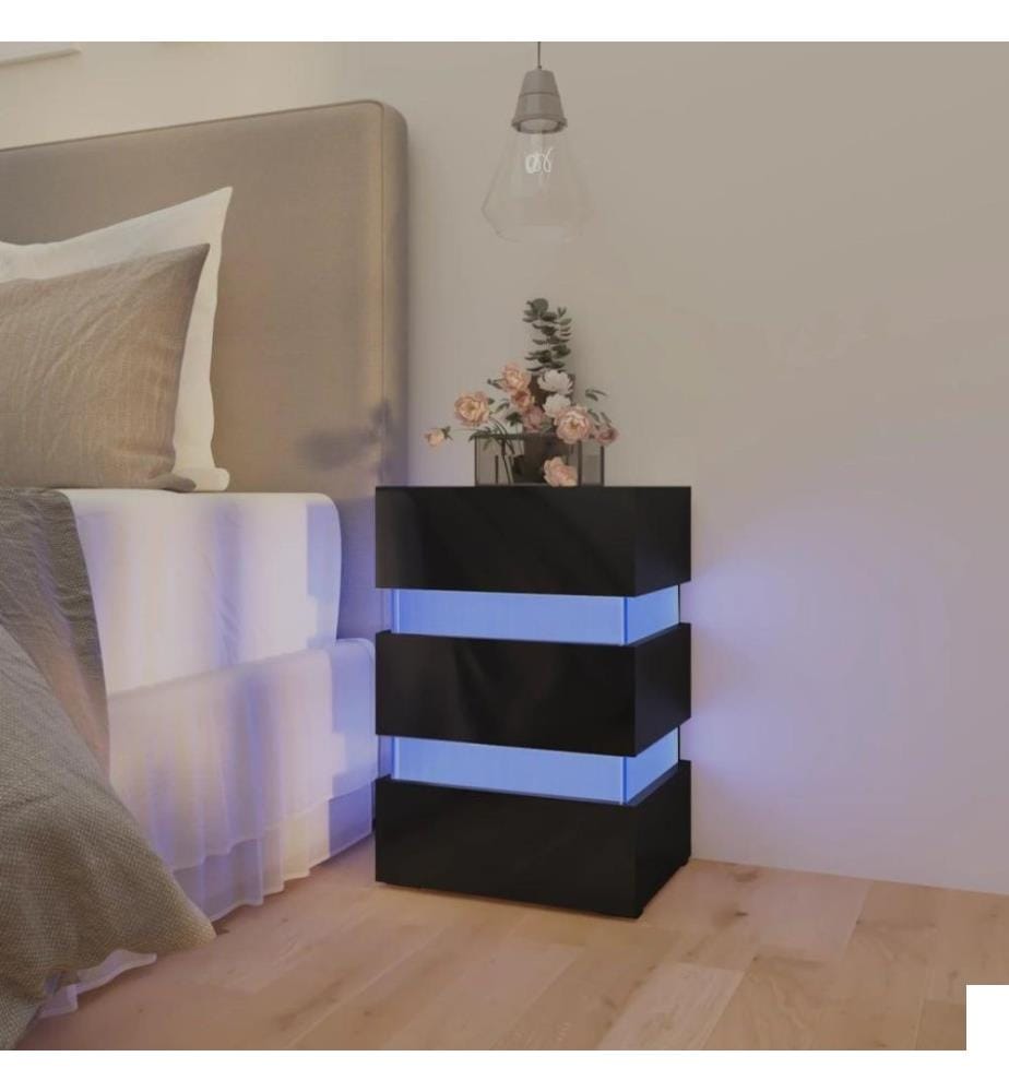 Table de chevet à LED Noir brillant 45x35x67 cm Aggloméré